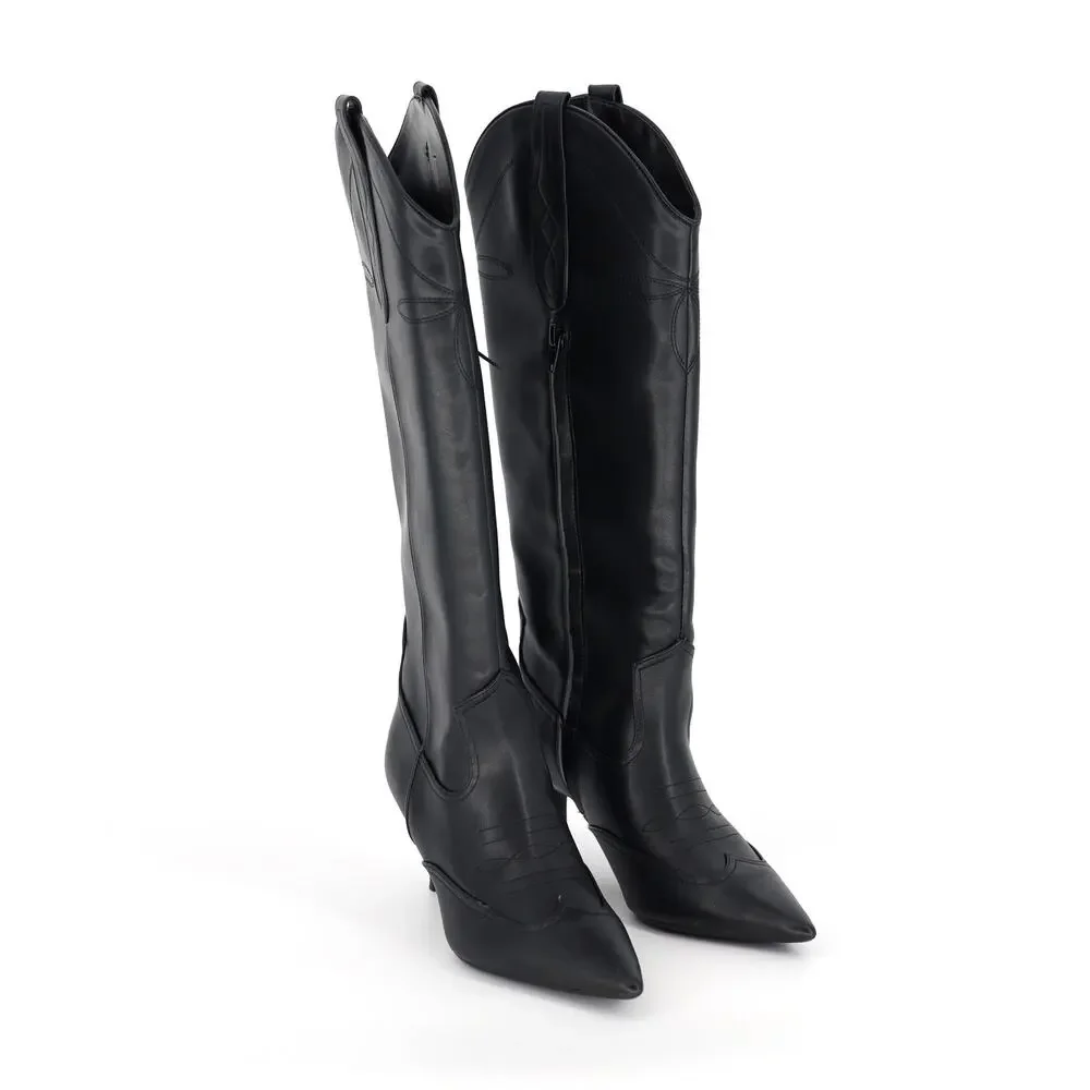 I.N.C. International Concepts Women Black Faux Leather Hayleigh Boot Size 5.5